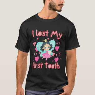 Kids I Lost My First Tooth Teeth Out Girl Flying W T-Shirt