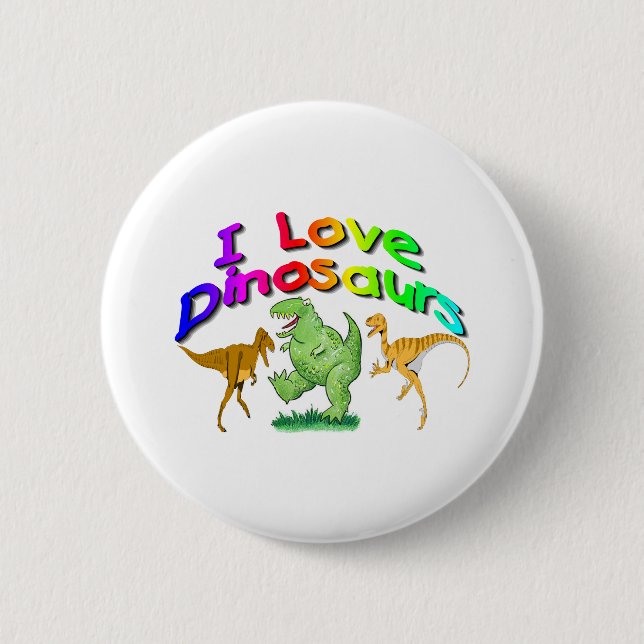 Kids "I Love Dinosaurs" gifts Button (Front)