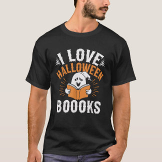 Kids I Love Halloween Books Halloween Book Ghost f T-Shirt