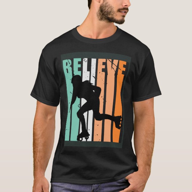 Kids I Love Roller Skating Team Believe Inline Ska T-Shirt (Front)