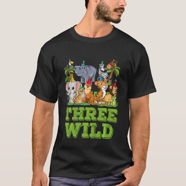 Kids I´m Wild And Three 3 Birthday 3 Year Old Birt T-Shirt (Front)