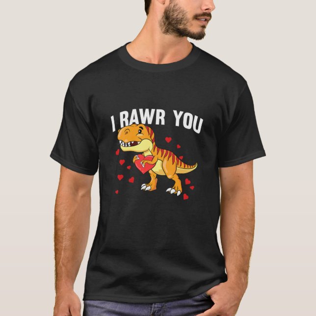 Kids I Rawr You Boy Son Dinosaur Heart Toddler Val T-Shirt (Front)
