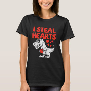Kids I Steal Hearts Trex Dino Baby Boy Valentines  T-Shirt