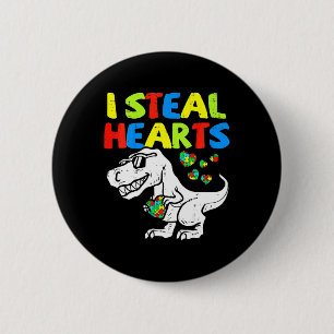 Kids I Steal Hearts Trex Dinosaur By Button