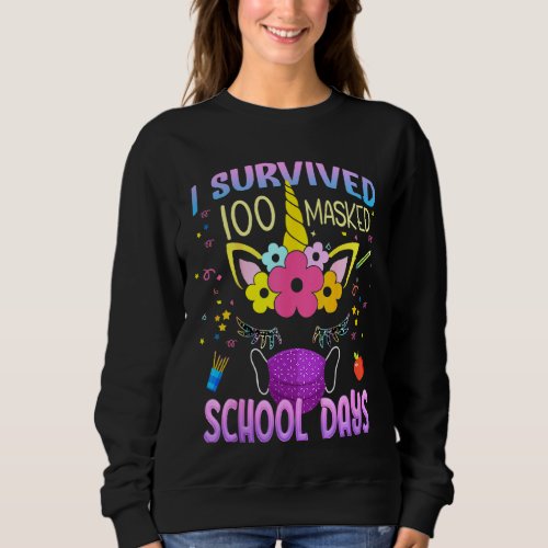 Kids I Survived 100 Masked School Days Colorful Un Sweatshirt