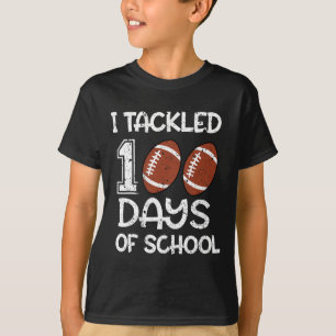 Kids I Tackled 100 Days Of School Football 100th D T-Shirt