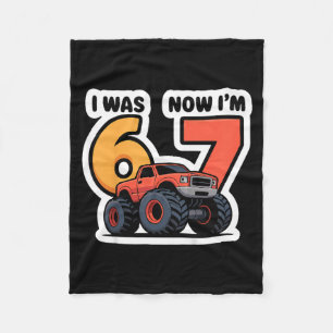 Kids I Was 6 Now I’m 7 Monster Truck Birthday Boy  Fleece Blanket
