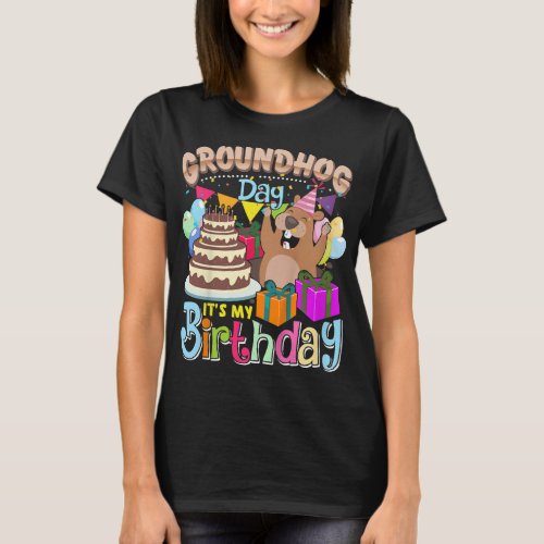 Kids I Was Born On Groundhog Day  Groundhog Birth T_Shirt