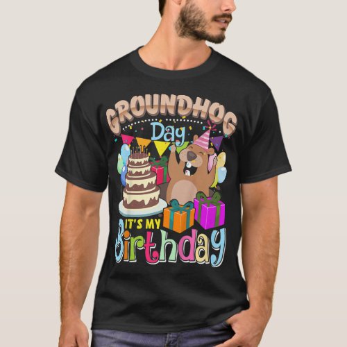 Kids I Was Born On Groundhog Day _ Groundhog Birth T_Shirt