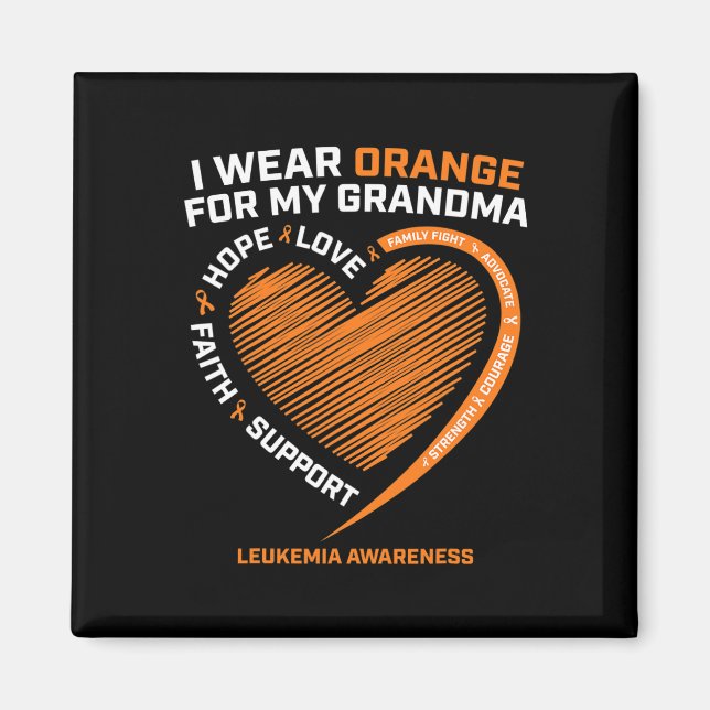 Kids I Wear Orange For My Grandma Leukemia Awarene Magnet (Front)