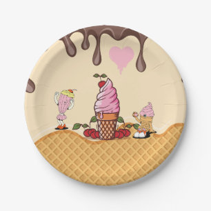 Kid's Ice Cream Cone Party Ice Cream Characters Paper Plates