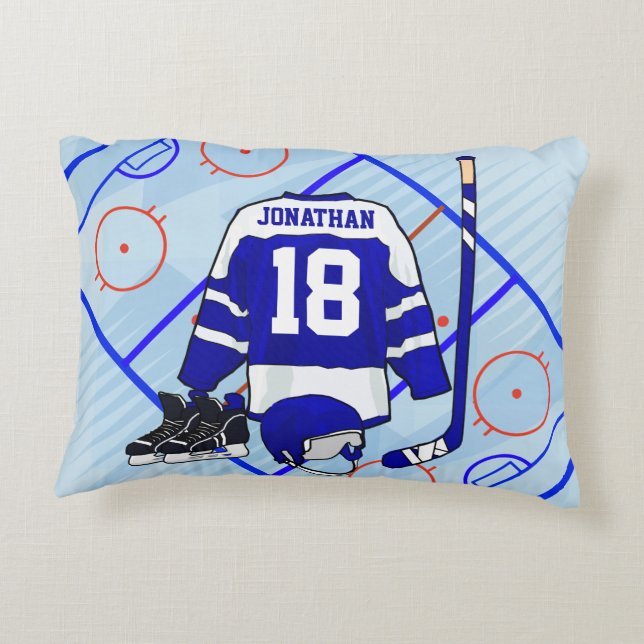 Kids Ice Hockey Bedroom and En Suite collection Accent Pillow (Back)