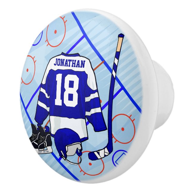 Kids Ice Hockey Bedroom and En Suite collection Ceramic Knob (Right)