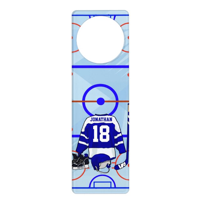 Kids Ice Hockey Bedroom and En Suite collection Door Hanger (Front)