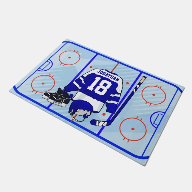 Kids Ice Hockey Bedroom and En Suite collection Doormat (Angled)
