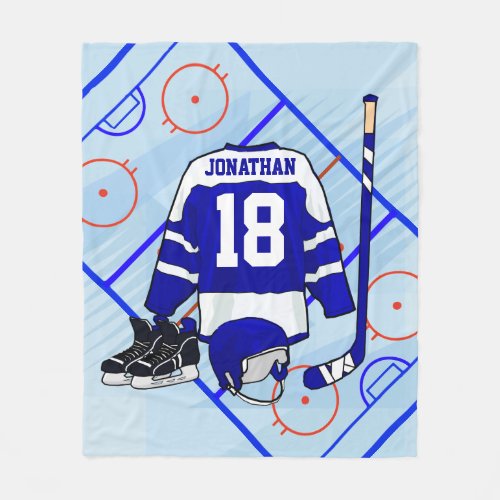 Kids Ice Hockey Bedroom and En Suite collection Fleece Blanket