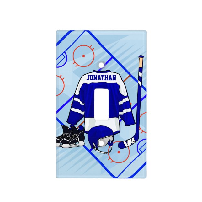 Kids Ice Hockey Bedroom and En Suite collection Light Switch Cover (Front)