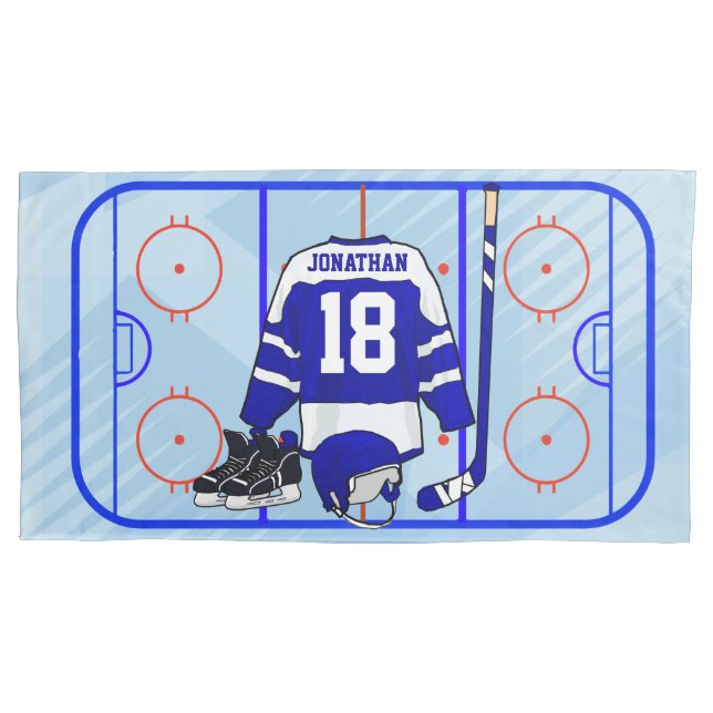 Kids Ice Hockey Bedroom and En Suite collection Pillow Case (Front)