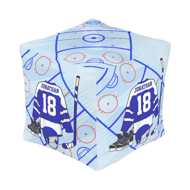 Kids Ice Hockey Bedroom and En Suite collection Pouf (Angled Front)