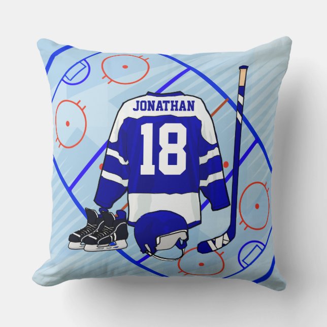 Kids Ice Hockey Bedroom and En Suite collection Throw Pillow (Front)