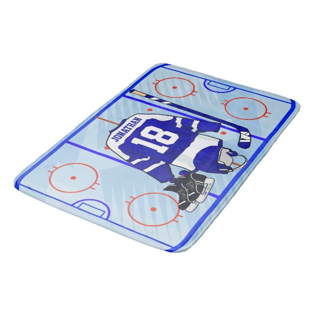 Kids Ice Hockey Bedroom Collection 1 Bathroom Mat (Angled)