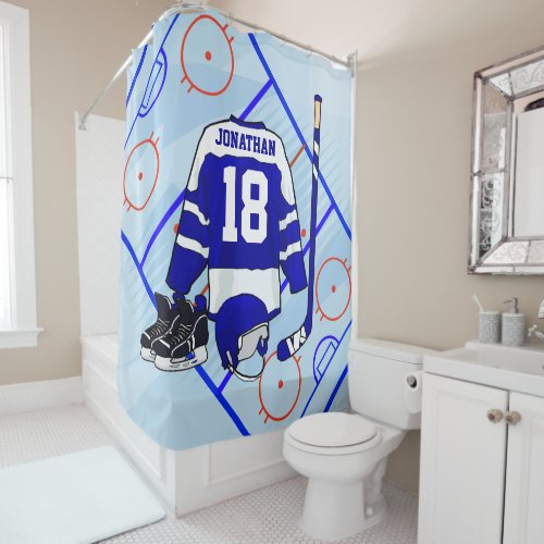 Kids Ice Hockey Bedroom Collection 1 Shower Curtain