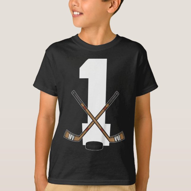 Kids Ice Hockey Kids Toddler Boys 1st Birthday Ice T-Shirt (Front)