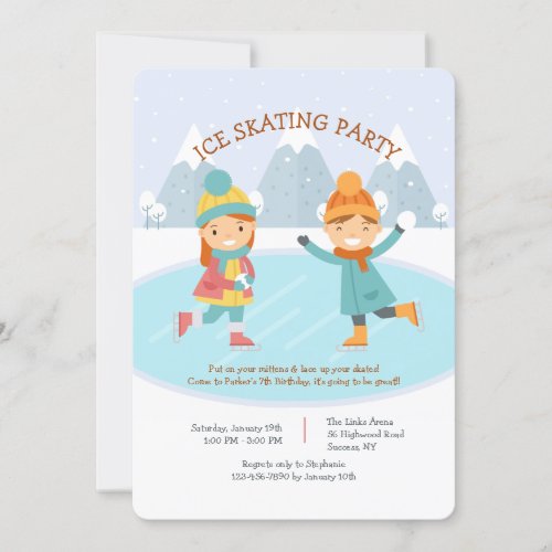 Kids Ice Skating Party Invitation