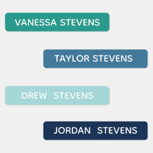 Kids Id Named Blue Green Skinny Waterproof Kid's Labels