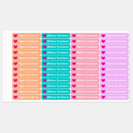 Kids id named heart pink aqua purple coral girls kids' labels