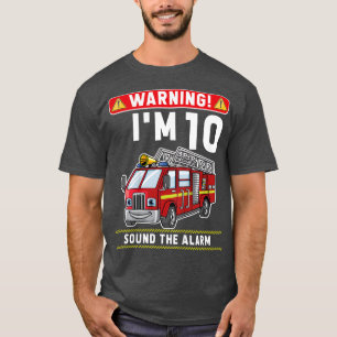 Kids I'm 10 Years Old Little Firefighter Fire Truc T-Shirt