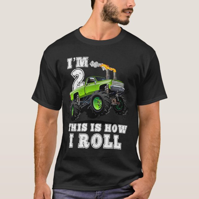 Kids I'm 2 This Is How I Roll Monster Truck T-Shirt (Front)