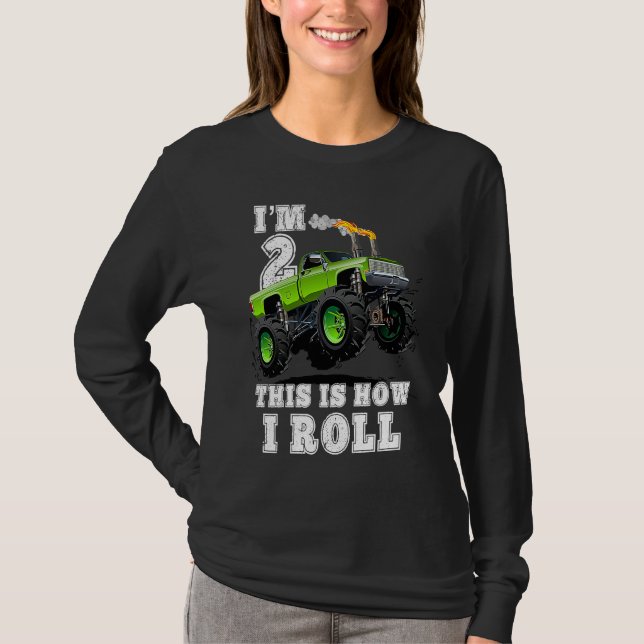 Kids I'm 2 This Is How I Roll Monster Truck T-Shirt (Front)