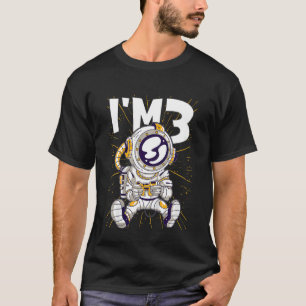 Kids I'm 3 bday Astronaut 3rd Birthday Gamer Astro T-Shirt