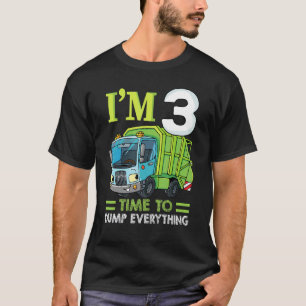 Kids I'm 3 Years Old Birthday Boy Garbage Truck 3r T-Shirt