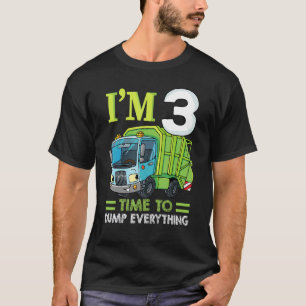 Kids I'm 3 Years Old Birthday Boy Garbage Truck 3r T-Shirt