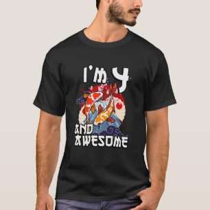 Kids I'm 4 And Awesome Japanese Carp Koi Fish Birt T-Shirt