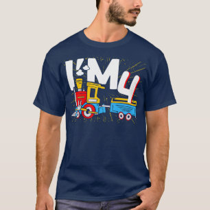 Kids Im 4 bday Steam locomotive cute 4th Birthday  T-Shirt