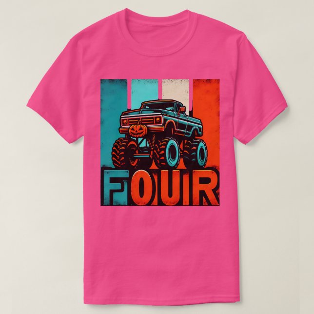 Kids Im 4 This Is How I Roll Monster Truck 4th Bir T-Shirt (Design Front)