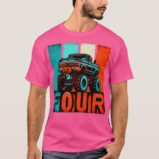 Kids Im 4 This Is How I Roll Monster Truck 4th Bir T-Shirt