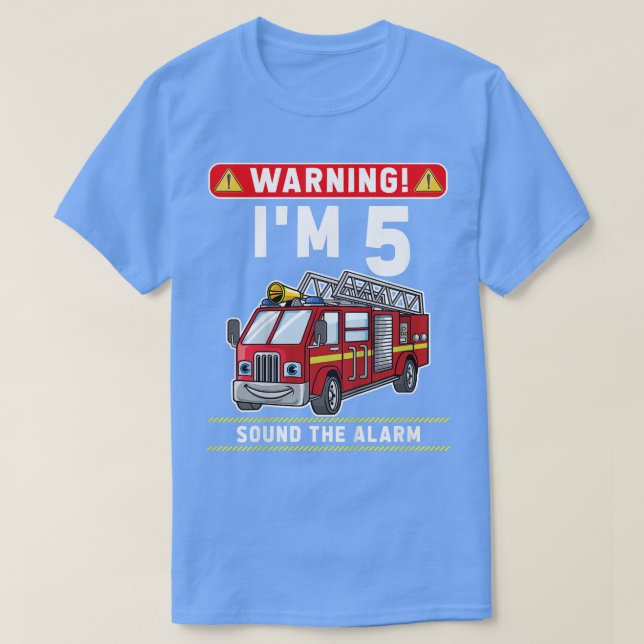 Kids I'm 5 Years Old Little Firefighter Fire Truck T-Shirt (Design Front)
