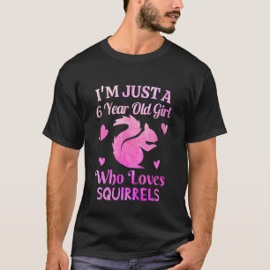 Kids Im 6 Year Old 6th Birthday Squirrel Clothing  T-Shirt