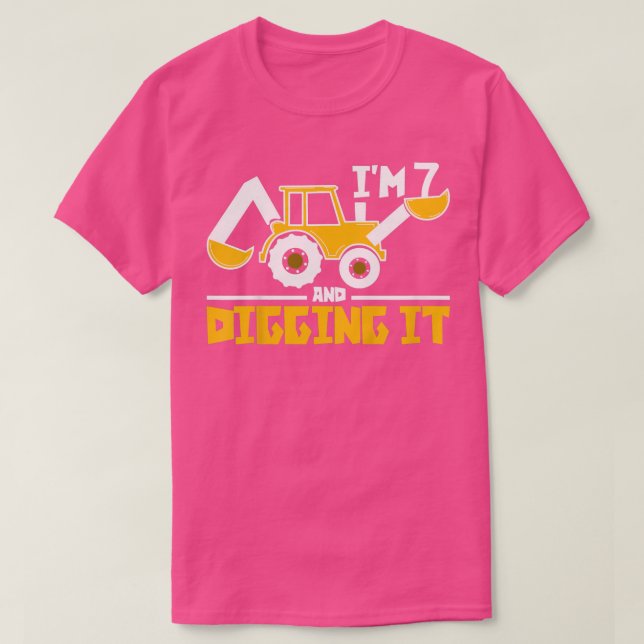 Kids I'm 7 And Digging It Truck 3rd Birthday Boy E T-Shirt (Design Front)