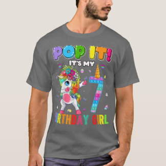 Kids I'm 7 Years Old 7th Birthday Unicorn Dabbing T-Shirt