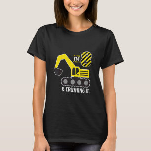 Kids I'm 8 And Crushing It 8th Birthday Excavator T-Shirt