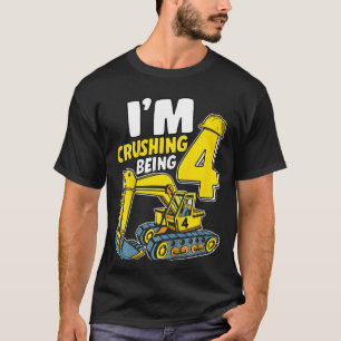Kids I'm Crushing Being 4 Years Boys Excavator 4th T-Shirt
