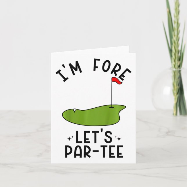 Kids I'm Fore Let's Par-tee Funny Golf Party Birth Card (Front)