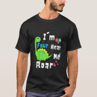 Kids I'm Four Hear Me Roar Dinosaur 4th Birthday P