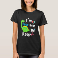 Kids I'm Four Hear Me Roar Dinosaur 4th Birthday P