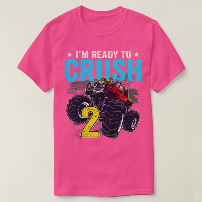 Kids I'm Ready to Crush 2 Monster Truck 2nd Birthd T-Shirt (Design Front)